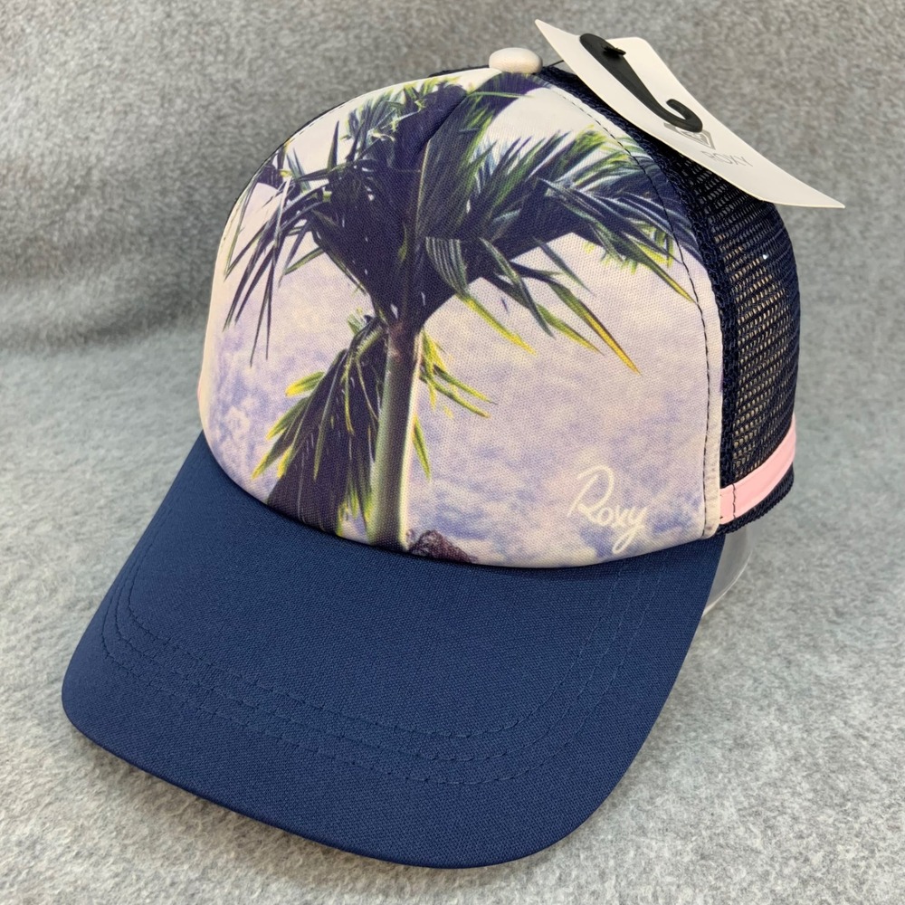 Palm Tree Graphic Youth Navy Roxy Trucker Hat Mesh Snapback OSFM